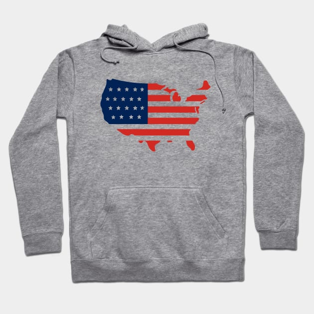 USA Map Flag Hoodie by KayBee Gift Shop